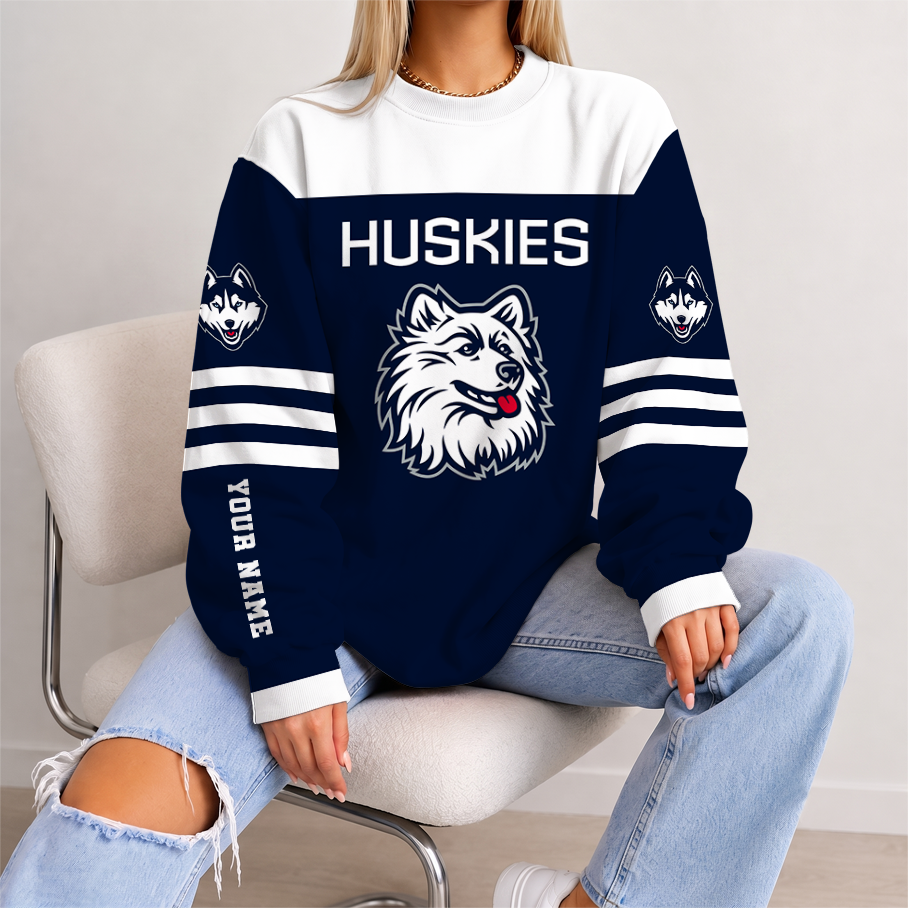 [FAN FAVORITE] NEW CUSTOMIZED NCAA CFH07 UCH UCONN HUSKIES UNISEX SWEATSHIRT