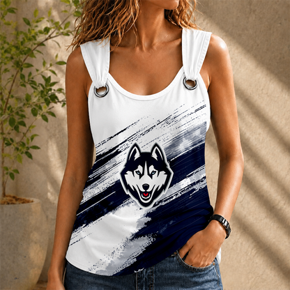 [FAN FAVORITE] NEW CUSTOMIZED NCAA CFH07 UCH UCONN HUSKIES O-RING SHOULDER TANK TOP
