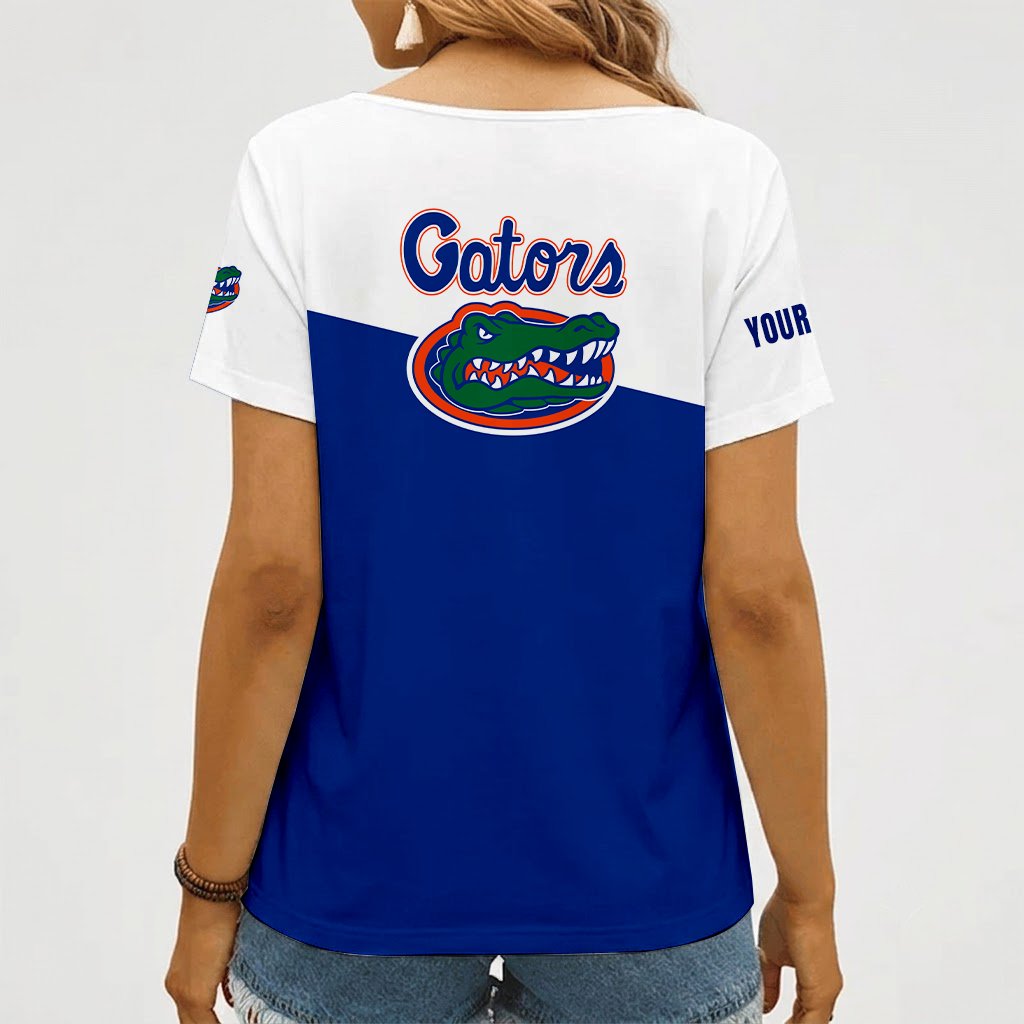 [FAN FAVORITE] NEW CUSTOMIZED NCAA CWS08 FLG FLORIDA GATORS V-NECK FEMALE SHIRT