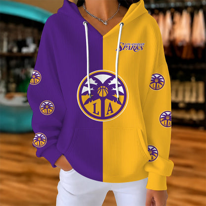 [FAN FAVORITE] NEW CUSTOMIZED WNBA08 LAS LOS ANGELES SPARKS RIBBED HOODIE & SWEATSHIRT