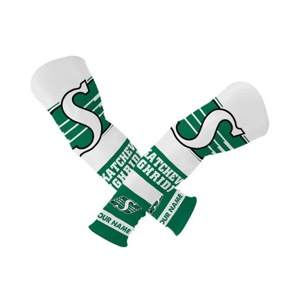 [FAN EXCLUSIVE] NEW CUSTOMIZED CFL08 SSK SASKATCHEWAN ROUGHRIDERS SUN ARM SLEEVES