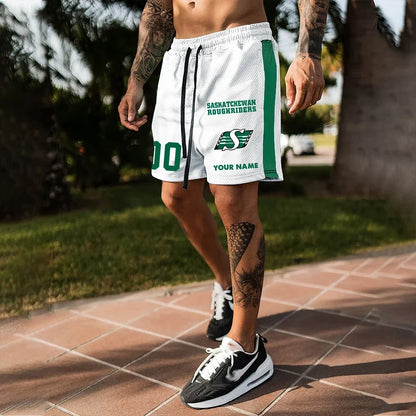 [FAN EXCLUSIVE] NEW CUSTOMIZED CFL08 SSK SASKATCHEWAN ROUGHRIDERS SHORT PANTS
