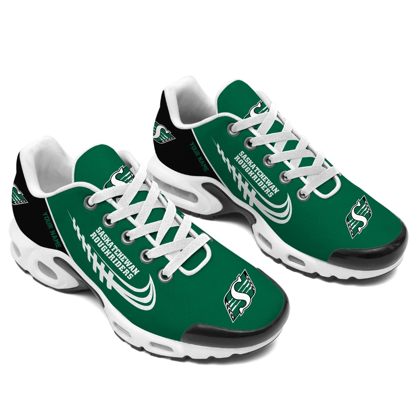 [FAN EXCLUSIVE] NEW CUSTOMIZED CFL08 SSK SASKATCHEWAN ROUGHRIDERS AIR MAX PLUS SNEAKERS