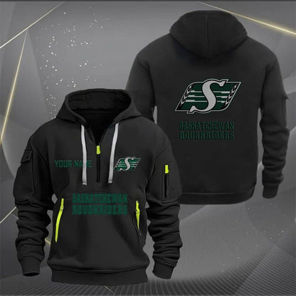 [FAN EXCLUSIVE] NEW CUSTOMIZED CFL08 SSK SASKATCHEWAN ROUGHRIDERS MUTICOLOR QUARTER ZIP HOODIE