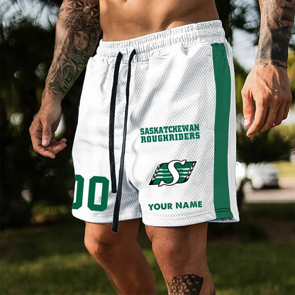 [FAN EXCLUSIVE] NEW CUSTOMIZED CFL08 SSK SASKATCHEWAN ROUGHRIDERS SHORT PANTS