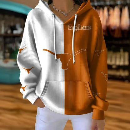 [FAN FAVORITE] NEW CUSTOMIZED NCAA MAM08 TXL TEXAS LONGHORNS STRAPPY RIBBED HOODIE & SWEATSHIRT