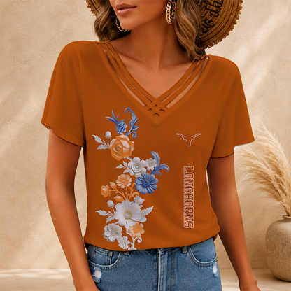 [FAN FAVORITE] NEW CUSTOMIZED NCAA MAM08 TXL TEXAS LONGHORNS V-NECK SHIRT