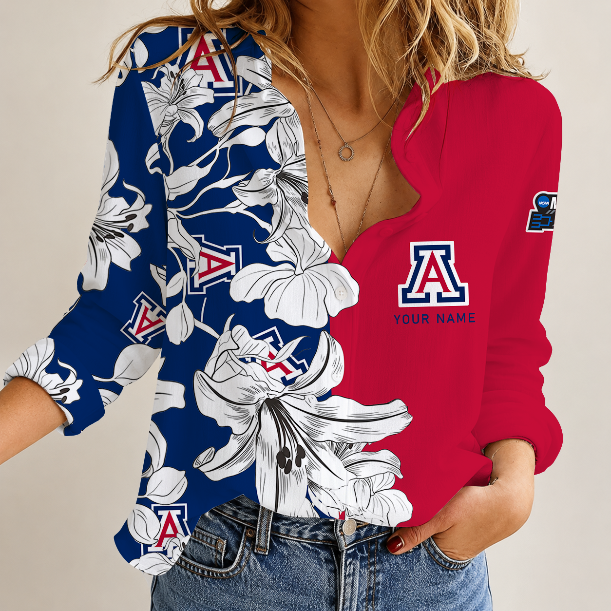 [FAN FAVORITE] NEW CUSTOMIZED NCAA MAM09 ARW ARIZONA WILDCATS STRAPPY WOMEN CASUAL SHIRT