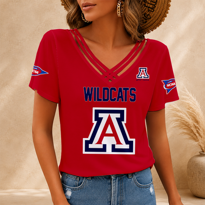 [FAN FAVORITE] NEW CUSTOMIZED NCAA MAM09 ARW ARIZONA WILDCATS V-NECK SHIRT