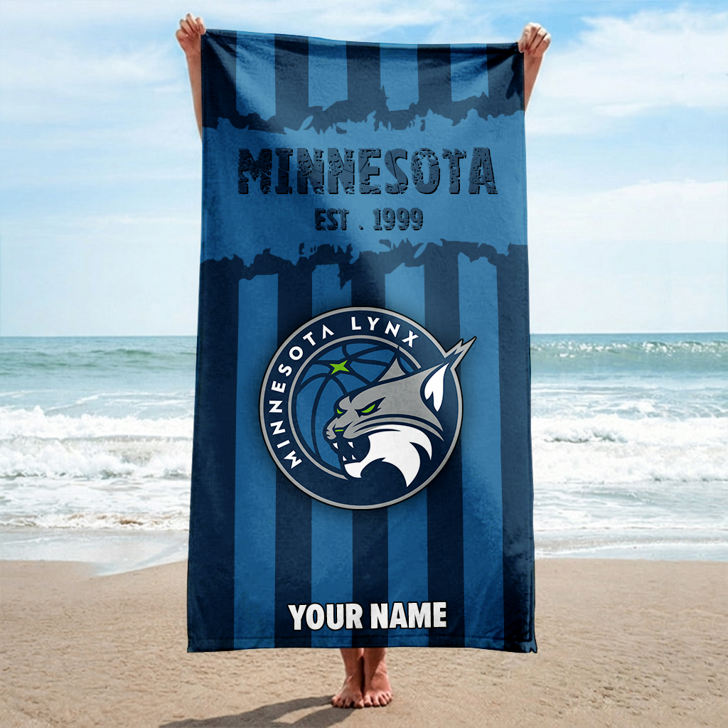 FINAL SALE - NEW CUSTOMIZED WNBA09 MNL MINNESOTA LYNX BEACH TOWEL FOR FAN