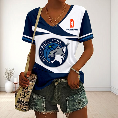 ENDING TODAY - NEW CUSTOMIZED WNBA09 MNL MINNESOTA LYNX V-NECK FEMALE SHIRT