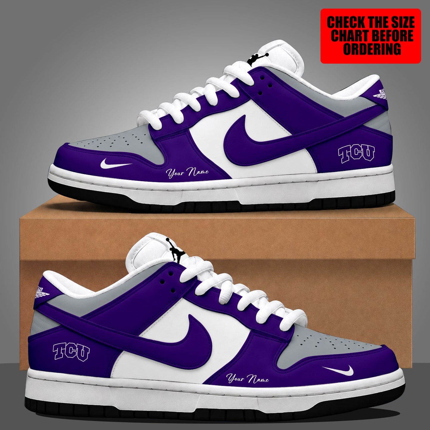 [FAN FAVORITE] NEW CUSTOMIZED NCAA FBS09 THF TCU HORNED FROGS DUNK LOW SHOES