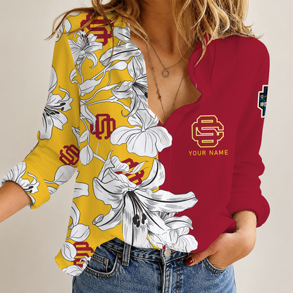 [FAN FAVORITE] NEW CUSTOMIZED NCAA CWS09 USC USC TROJANS WOMEN CASUAL SHIRT
