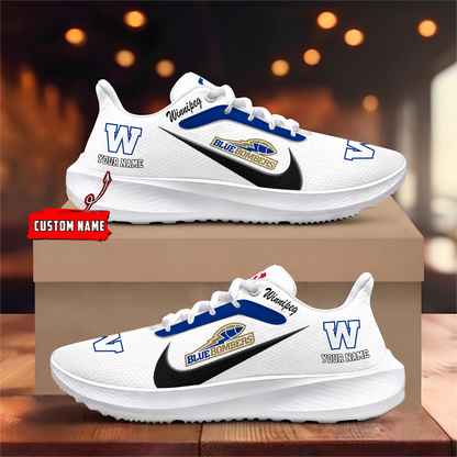 [FAN EXCLUSIVE] NEW CUSTOMIZED CFL09 WPG WINNIPEG BLUE BOMBERS STRAPPY ROAD RUNNING SHOES