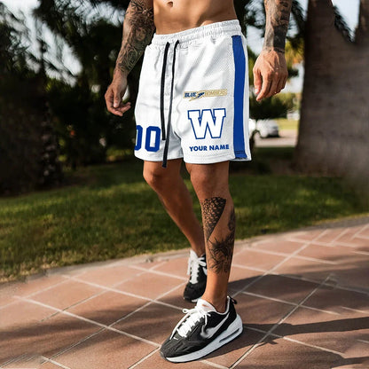 [FAN EXCLUSIVE] NEW CUSTOMIZED CFL09 WPG WINNIPEG BLUE BOMBERS SHORT PANTS