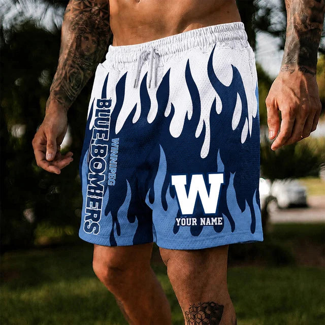 [FAN EXCLUSIVE] NEW CUSTOMIZED CFL09 WPG WINNIPEG BLUE BOMBERS SHORT PANTS