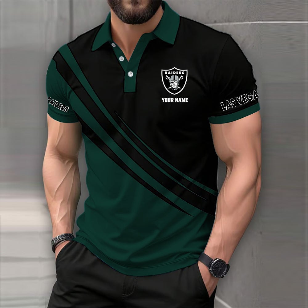 LIMITED EDITION - NEW CUSTOMIZED NFL07 LVR LAS VEGAS RAIDERS POLO SHIRT