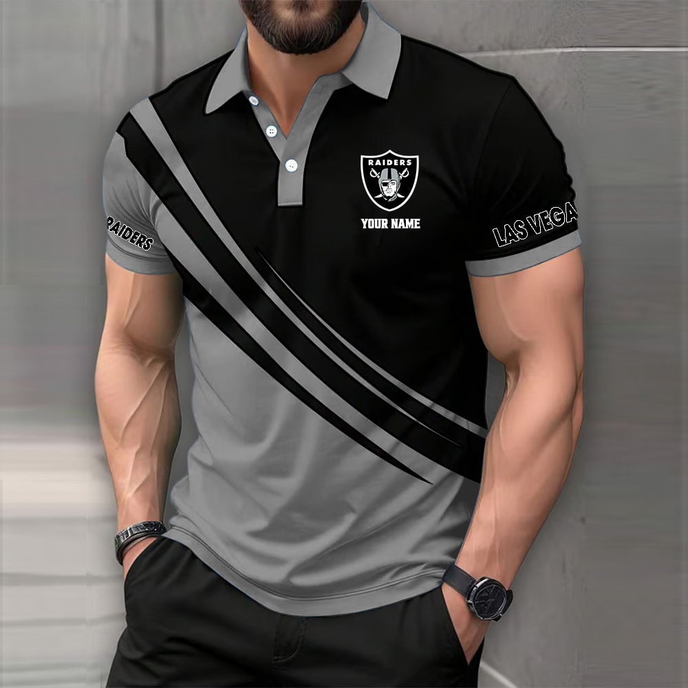 LIMITED EDITION - NEW CUSTOMIZED NFL07 LVR LAS VEGAS RAIDERS POLO SHIRT