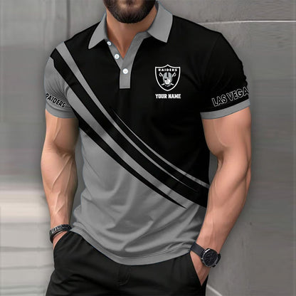 LIMITED EDITION - NEW CUSTOMIZED NFL07 LVR LAS VEGAS RAIDERS POLO SHIRT