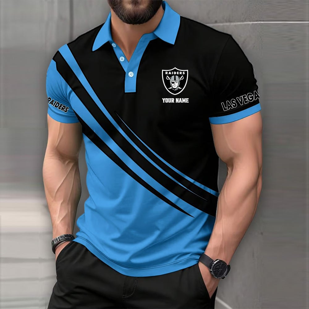 LIMITED EDITION - NEW CUSTOMIZED NFL07 LVR LAS VEGAS RAIDERS POLO SHIRT