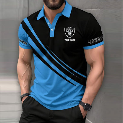 LIMITED EDITION - NEW CUSTOMIZED NFL07 LVR LAS VEGAS RAIDERS POLO SHIRT