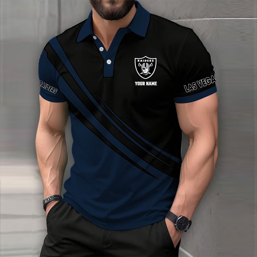 LIMITED EDITION - NEW CUSTOMIZED NFL07 LVR LAS VEGAS RAIDERS POLO SHIRT