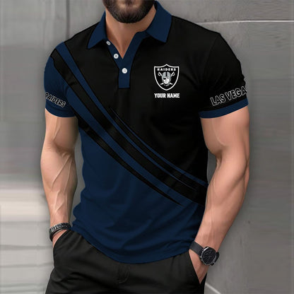 LIMITED EDITION - NEW CUSTOMIZED NFL07 LVR LAS VEGAS RAIDERS POLO SHIRT