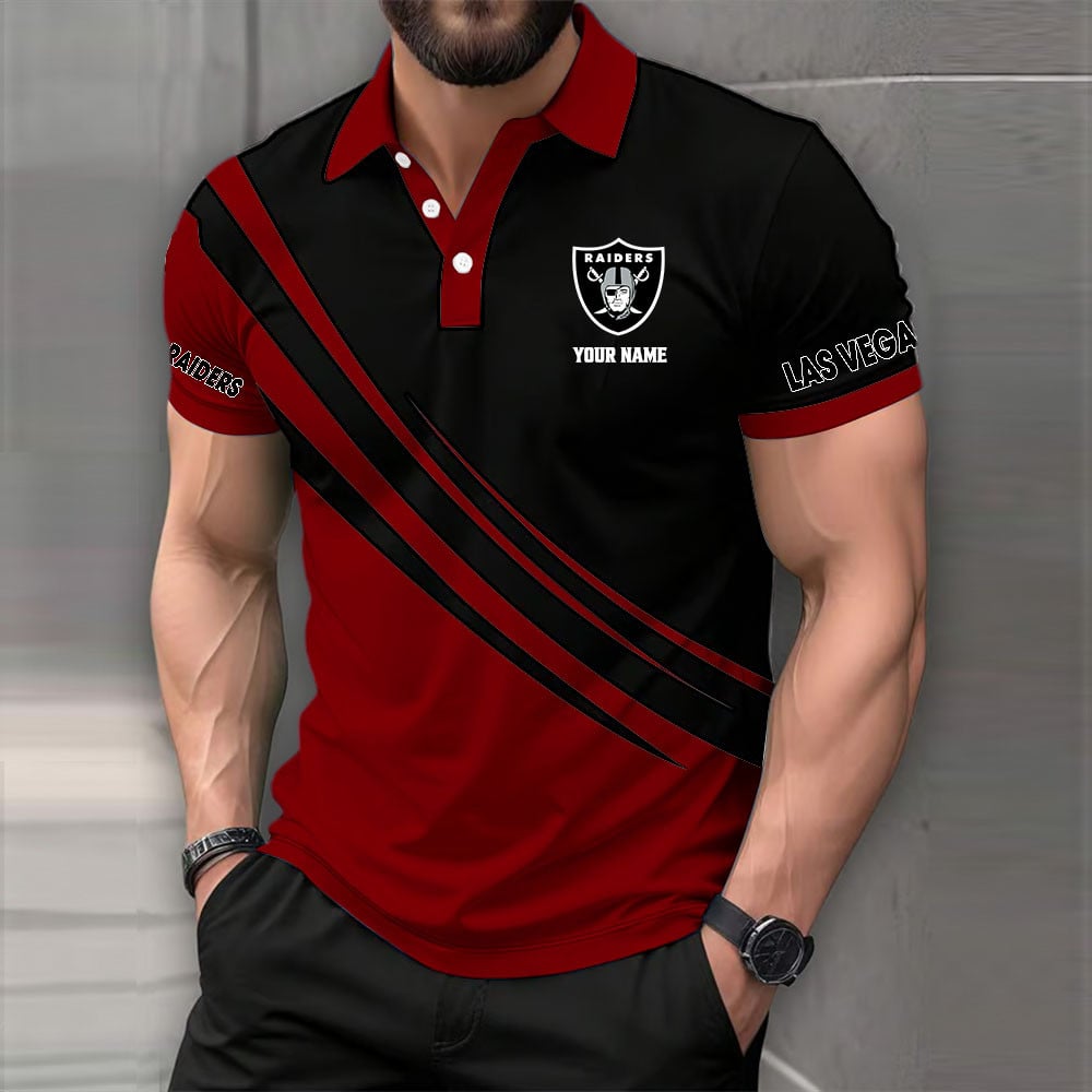 LIMITED EDITION - NEW CUSTOMIZED NFL07 LVR LAS VEGAS RAIDERS POLO SHIRT