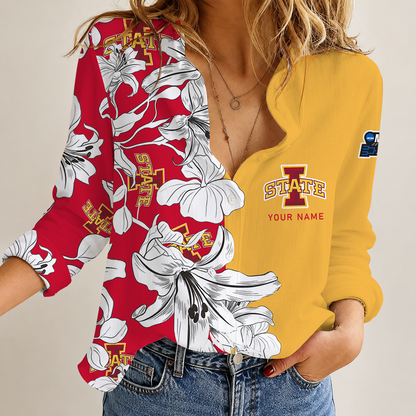 [FAN FAVORITE] NEW CUSTOMIZED NCAA MAM10 ISC IOWA STATE CYCLONES STRAPPY WOMEN CASUAL SHIRT