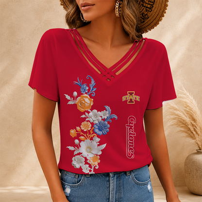 [FAN FAVORITE] NEW CUSTOMIZED NCAA MAM10 ISC IOWA STATE CYCLONES V-NECK SHIRT