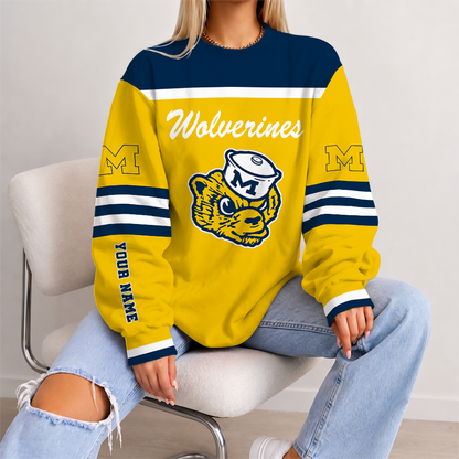 [FAN FAVORITE] NEW CUSTOMIZED NCAA CFH10 MIW MICHIGAN WOLVERINES UNISEX SWEATSHIRT