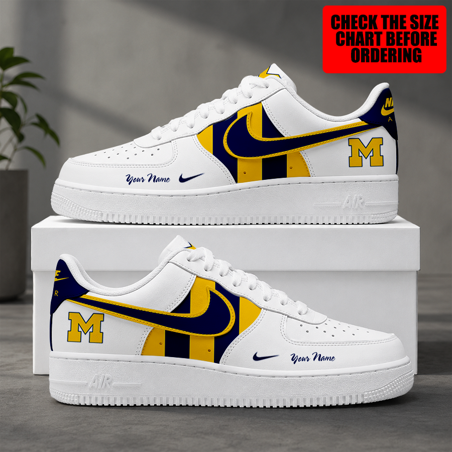 [FAN FAVORITE] NEW CUSTOMIZED NCAA CFH10 MIW MICHIGAN WOLVERINES AF1 SHOES