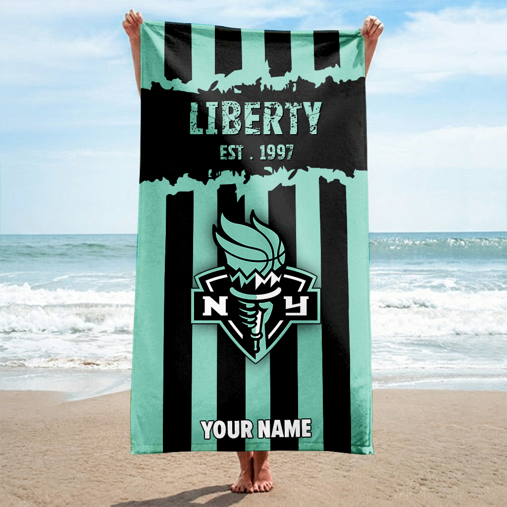 FINAL SALE - NEW CUSTOMIZED WNBA10 NYL NEW YORK LIBERTY BEACH TOWEL FOR FAN