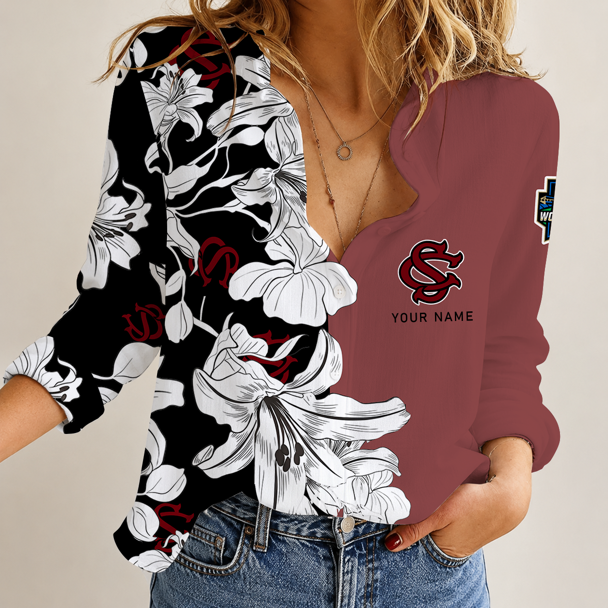 [FAN FAVORITE] NEW CUSTOMIZED NCAA CWS10 SCG SOUTH CAROLINA GAMECOCKS WOMEN CASUAL SHIRT