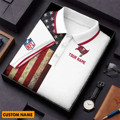[SPECIAL OFFER] NEW CUSTOMIZED NFL10 TBB TAMPA BAY BUCCANEERS US FLAG POLO SHIRT