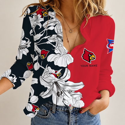 [FAN FAVORITE] NEW CUSTOMIZED NCAA FBS10 ULC LOUISVILLE CARDINALS WOMEN CASUAL SHIRT
