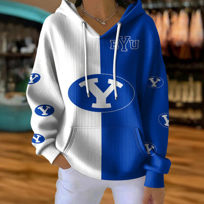 [FAN FAVORITE] NEW CUSTOMIZED NCAA FBS11 BYU BYU COUGARS RIBBED HOODIE & SWEATSHIRT