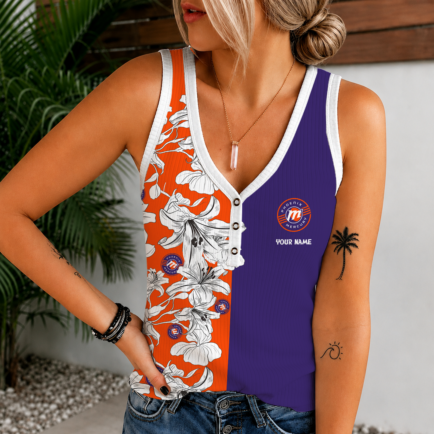 [FAN FAVORITE] NEW CUSTOMIZED WNBA11 PNM PHOENIX MERCURY WOMEN'S V-NECK TANK TOP