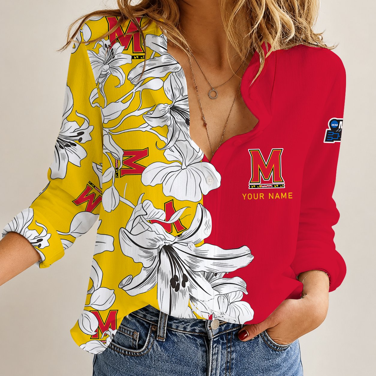 [FAN FAVORITE] NEW CUSTOMIZED NCAA MAM11 MLT MARYLAND TERRAPINS STRAPPY WOMEN CASUAL SHIRT