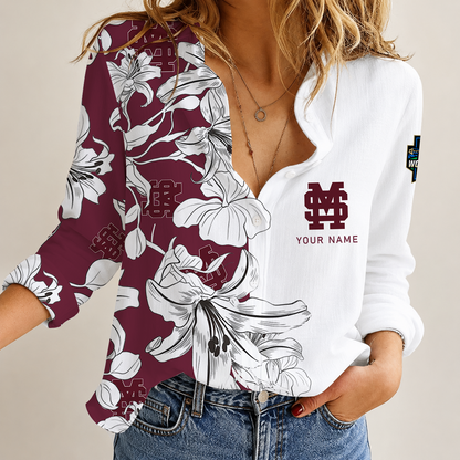 [FAN FAVORITE] NEW CUSTOMIZED NCAA CWS11 MSB MISSISSIPPI STATE BULLDOGS WOMEN CASUAL SHIRT