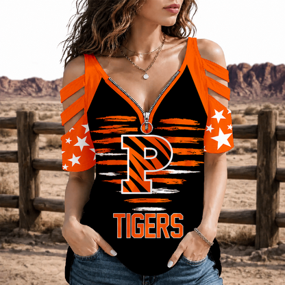 [FAN FAVORITE] NEW CUSTOMIZED NCAA CFH11 MRT PRINCETON TIGERS STRAPPY COLD-SHOULDER TOP