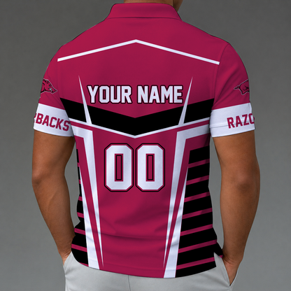 [FAN FAVORITE] NEW CUSTOMIZED NCAA FBS12 AKR ARKANSAS RAZORBACKS POLO SHIRT