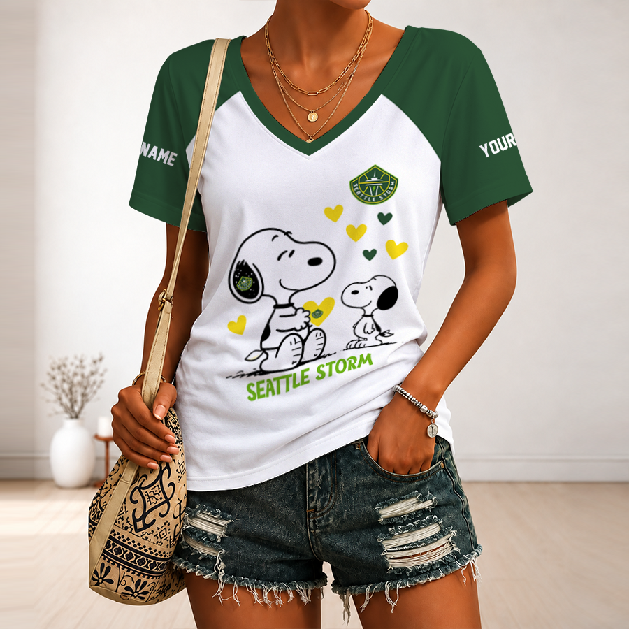 [FAN FAVORITE] NEW CUSTOMIZED WNBA12 STS SEATTLE STORM V-NECK FEMALE SHIRT