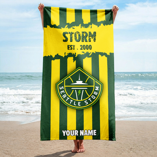 FINAL SALE - NEW CUSTOMIZED WNBA12 STS SEATTLE STORM BEACH TOWEL FOR FAN