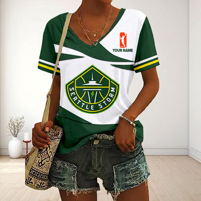 ENDING TODAY - NEW CUSTOMIZED WNBA12 STS SEATTLE STORM V-NECK FEMALE SHIRT