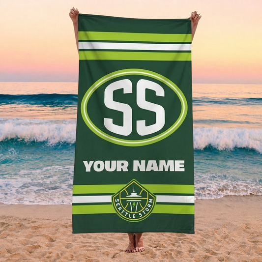 ENDING TODAY - NEW CUSTOMIZED WNBA12 STS SEATTLE STORM BEACH TOWEL FOR FAN