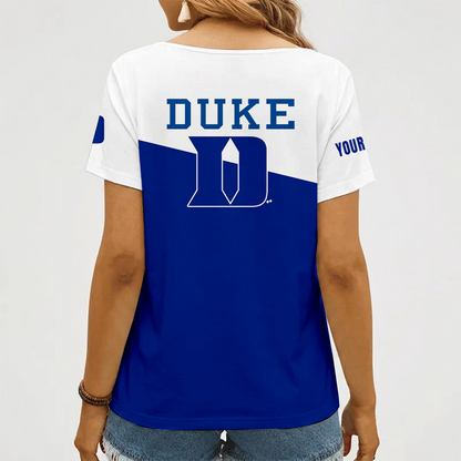 [FAN FAVORITE] NEW CUSTOMIZED NCAA CFH13 DLD DUKE BLUE DEVILS V-NECK FEMALE SHIRT