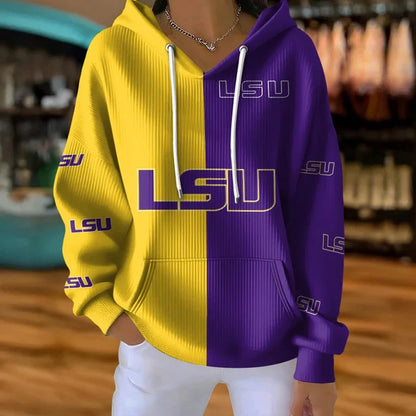 [FAN FAVORITE] NEW CUSTOMIZED NCAA MAM13 LST LSU TIGERS STRAPPY RIBBED HOODIE & SWEATSHIRT