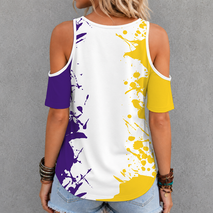 [FAN FAVORITE] NEW CUSTOMIZED NCAA MAM13 LST LSU TIGERS CRISS CROSS V-NECK TOP