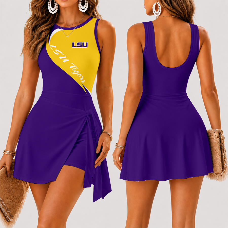[FAN FAVORITE] NEW CUSTOMIZED NCAA MAM13 LST LSU TIGERS WOMEN'S SUMMER SKORT DRESS